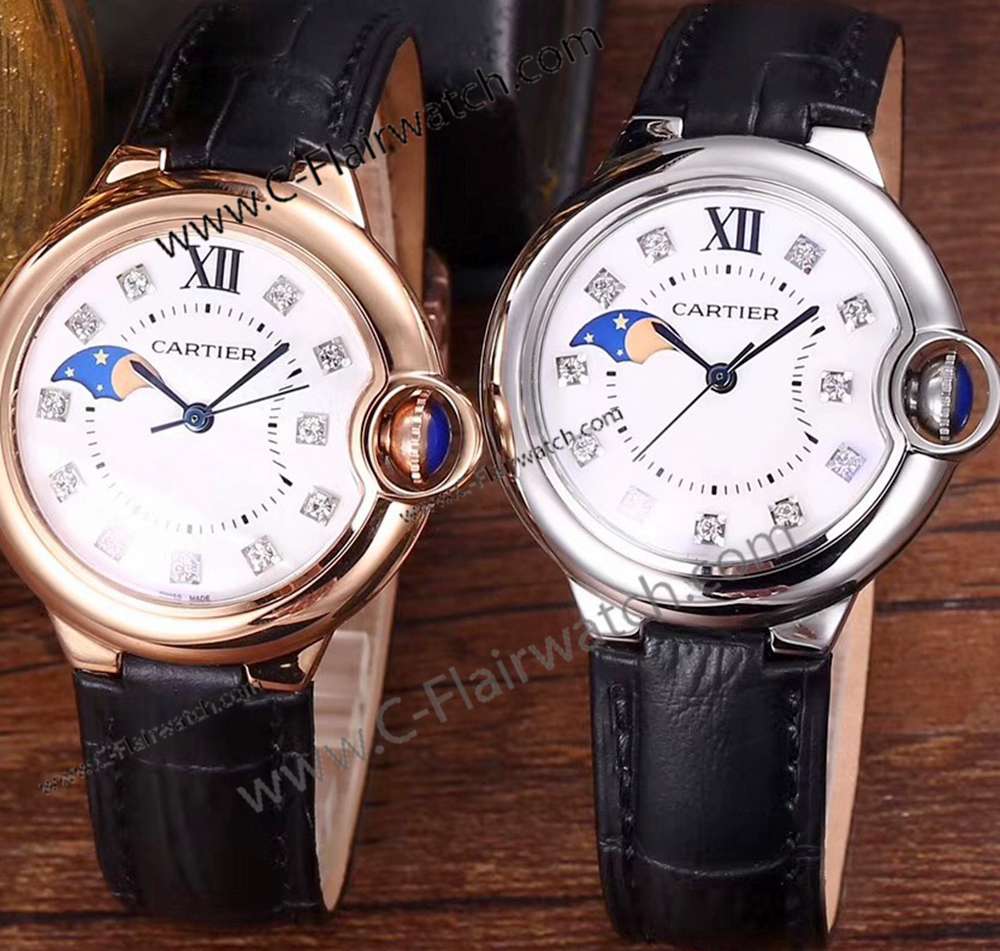 Ballon Bleu Cartier Moonphase Lady Watch Replica White Face